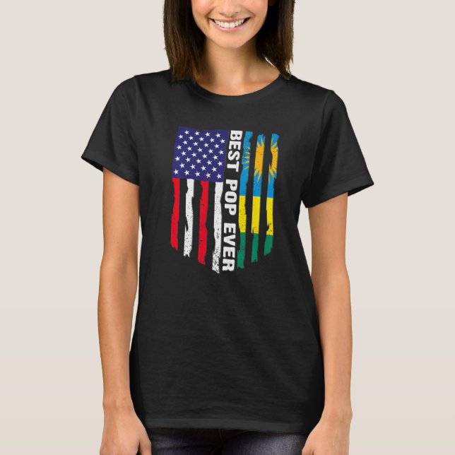 American Flag & Ruanda Flag Bester Pop je Patrioti T-Shirt (Vorderseite)