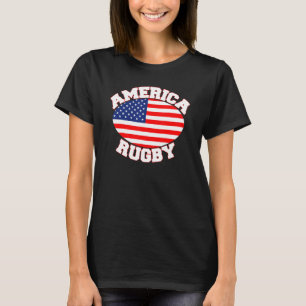 American Flag Rugby Ball Sports Players USA T-Shirt