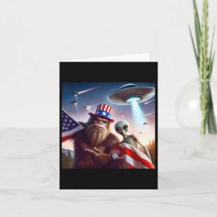 American Flag Sasquatch mit Alien Ufo Bigfoot 4. Karte