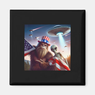 American Flag Sasquatch mit Alien Ufo Bigfoot 4. Magnet