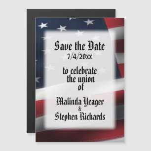 American Flag Save the Date Custom Schriftart Magneteinladung