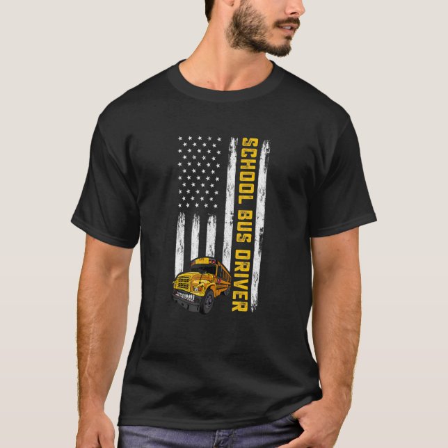 American Flag School Bus Driver Usa Flag Bus Drivi T-Shirt (Vorderseite)