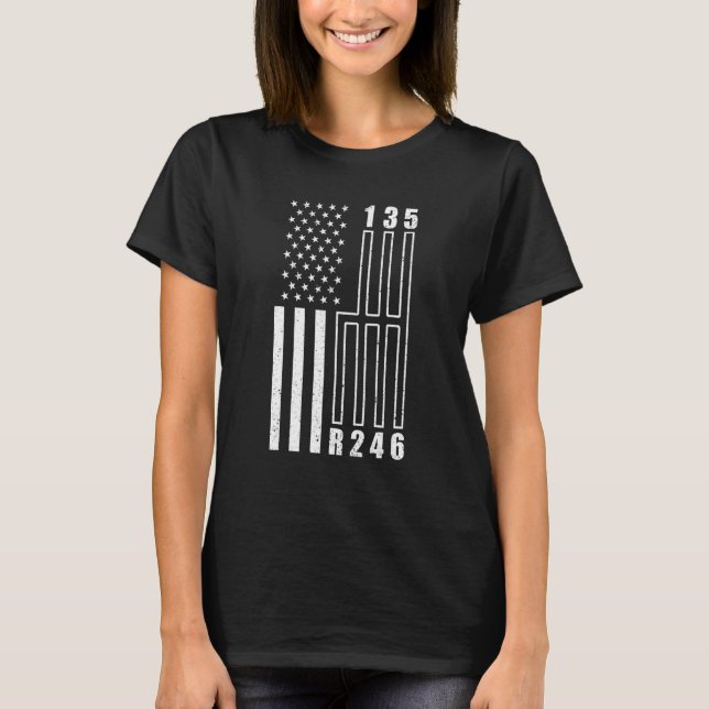 American Flag Shift Gear Manual Transmission Car T-Shirt (Vorderseite)