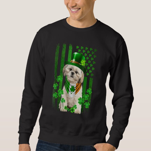 American Flag Shih Tzu Dog Hat Irish St Patricks D Sweatshirt (Vorderseite)
