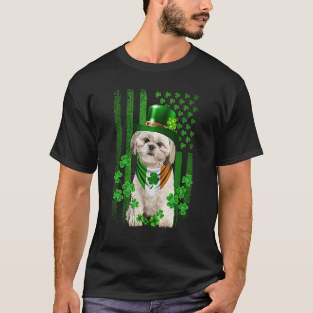 American Flag Shih Tzu Dog Hat Irish St Patricks D T-Shirt (Vorderseite)