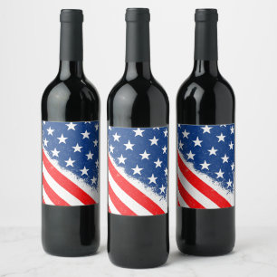 American Flag Shirt USA Patriotic Star Streifen Weinetikett