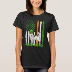 American Flag Siberian Husky Dog St Patricks Day T-Shirt