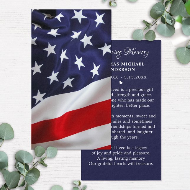 American Flag Simple Memorial Funerary Prayer Card (Von Creator hochgeladen)