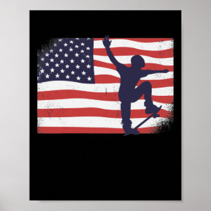 American Flag Skateboard Poster