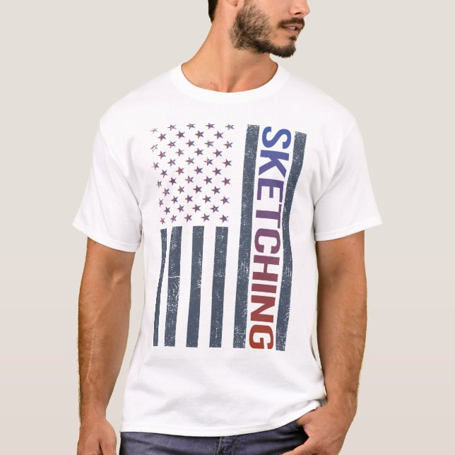 American Flag Sketch T-Shirt (Vorderseite)