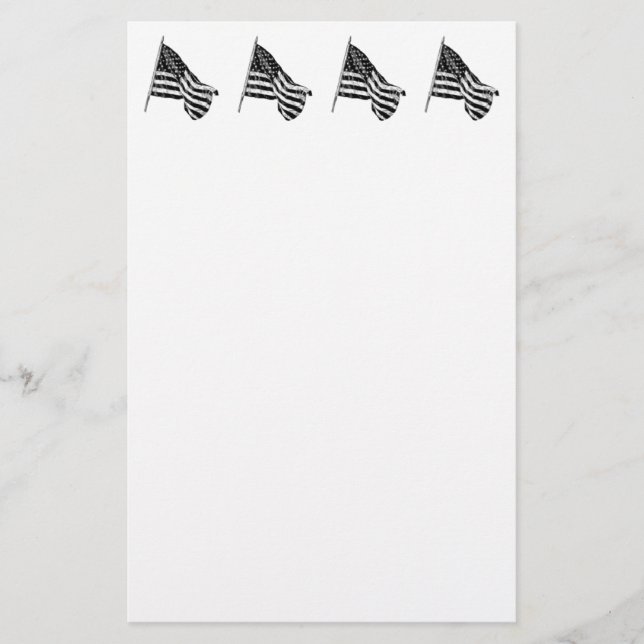 American Flag Sketch White Briefpapier (Vorderseite)