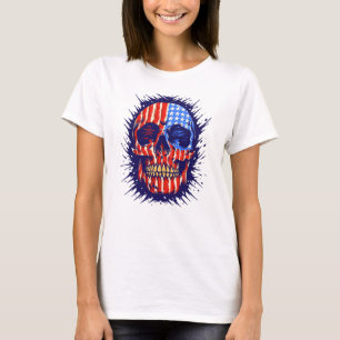 American Flag Skull Art - Gold Dental Gift T-Shirt