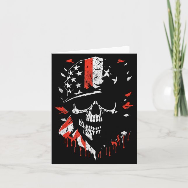 American Flag Skull Soldier Patriotic Military Gra Karte (Vorderseite)