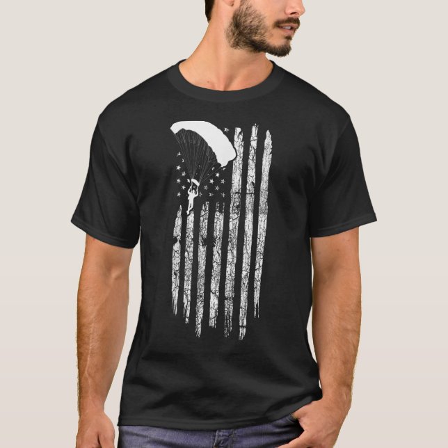 American Flag Skydiving Closing Vintag Skydivin T-Shirt (Vorderseite)