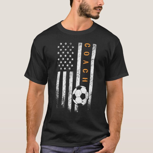American Flag Soccer Coach Soccer Trainer Coaching T-Shirt (Vorderseite)