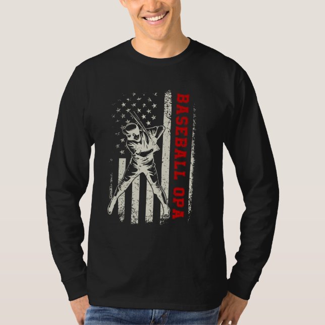 American Flag Softball Baseball Opa Funny Father's T-Shirt (Vorderseite)
