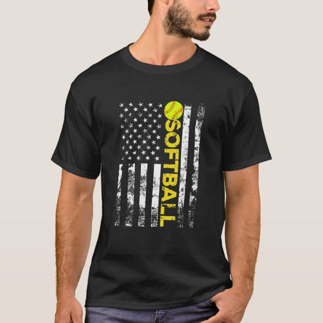American Flag Softball Team - Geschenke T-Shirt (Vorderseite)