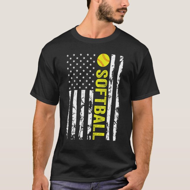 American Flag Softball Team Gift_1 T-Shirt (Vorderseite)