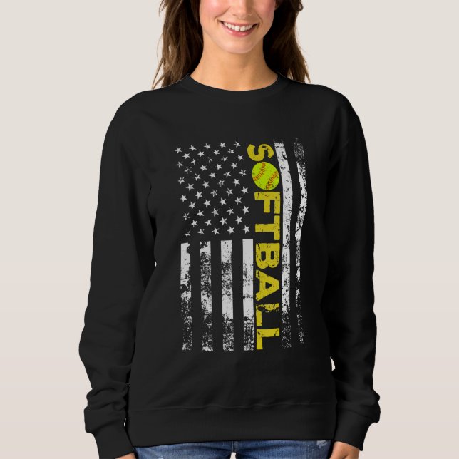 American Flag Softball Team Gifts Sweatshirt (Vorderseite)