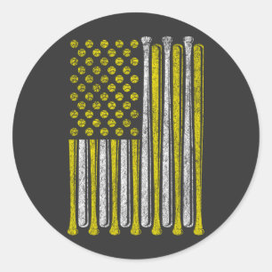 American Flag Softball Team Vintag Funny Classic Runder Aufkleber