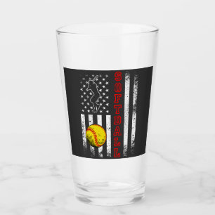 American Flag Softball Team Vintag Funny Drink Glas