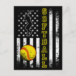 American Flag Softball Team Vintag Funny Funny Postkarte