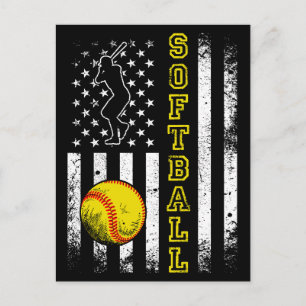American Flag Softball Team Vintag Funny Funny Postkarte