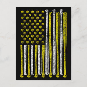 American Flag Softball-Team Vintage Lustig Postkarte