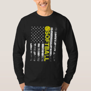 American Flag Softball Vintag Softball Fan Team T-Shirt