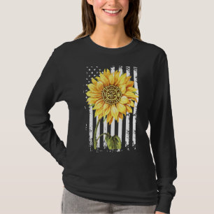 American Flag Sonnenblume 4. Juli Plus Größe Grafi T-Shirt