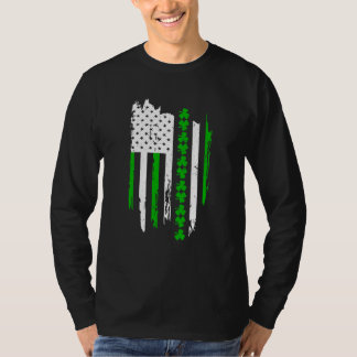American Flag St Patricks Day Vintage Irish Lucky  T-Shirt