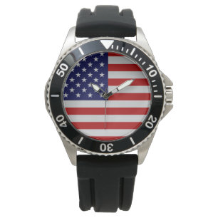 American Flag Stainless Steel Bracelet Watch Armbanduhr