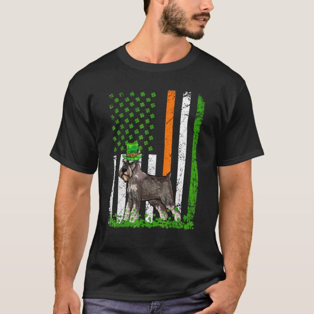 American Flag Standard Schnauzer Dog St Patricks T-Shirt (Vorderseite)