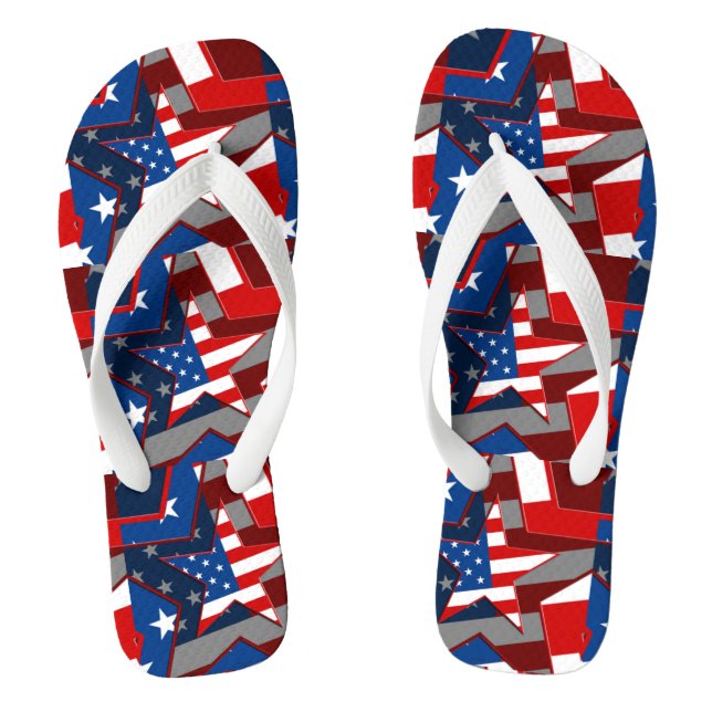 American Flag Star Adult Flip Flops (Fußbett)