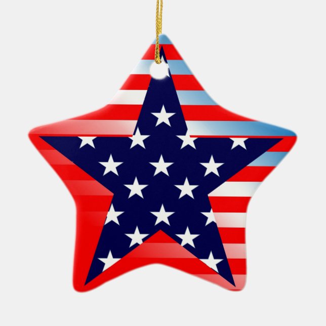 American Flag Star Keramik Ornament (Vorne)