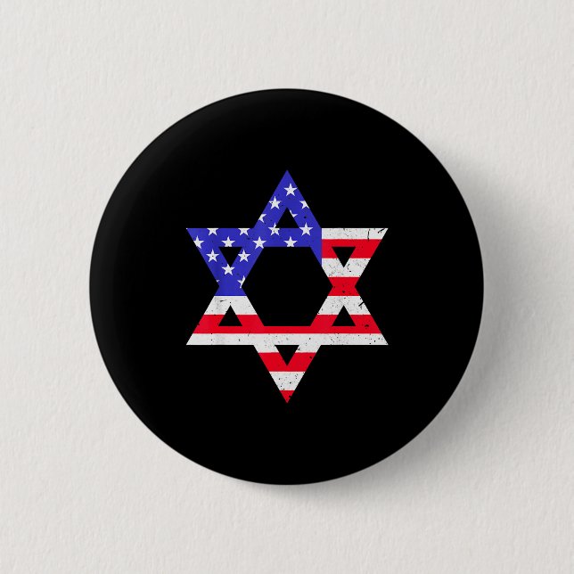 American Flag Star Of David Jewish Hanukkah T Shir Button (Vorderseite)