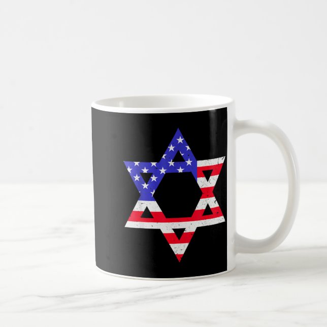 American Flag Star Of David Jewish Hanukkah T Shir Kaffeetasse (Rechts)