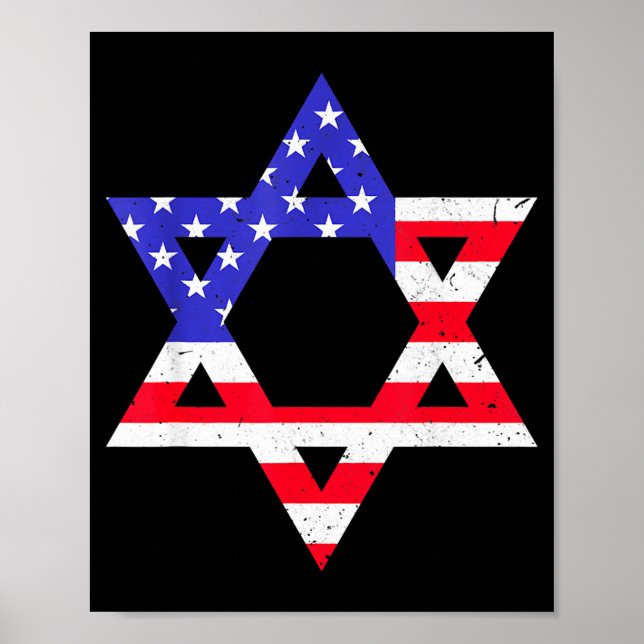American Flag Star Of David Jewish Hanukkah T Shir Poster (Vorne)