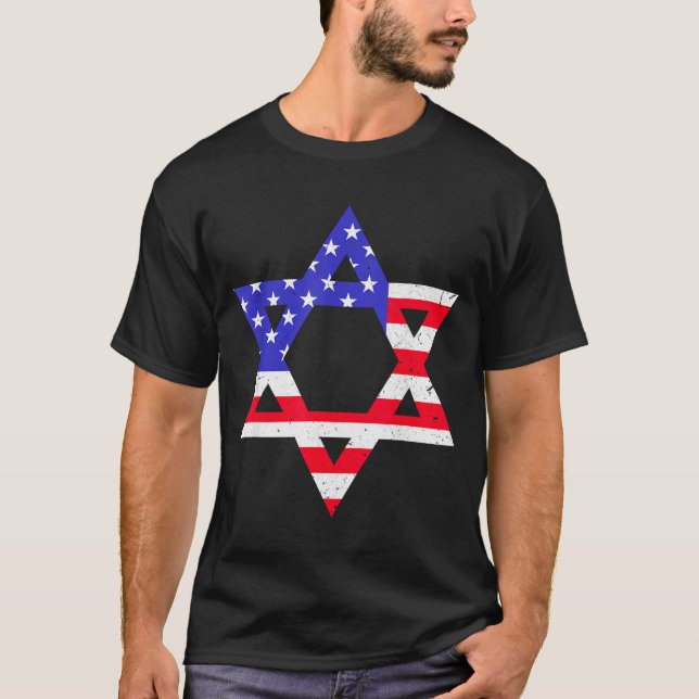 American Flag Star Of David Jewish Hanukkah T Shir T-Shirt (Vorderseite)