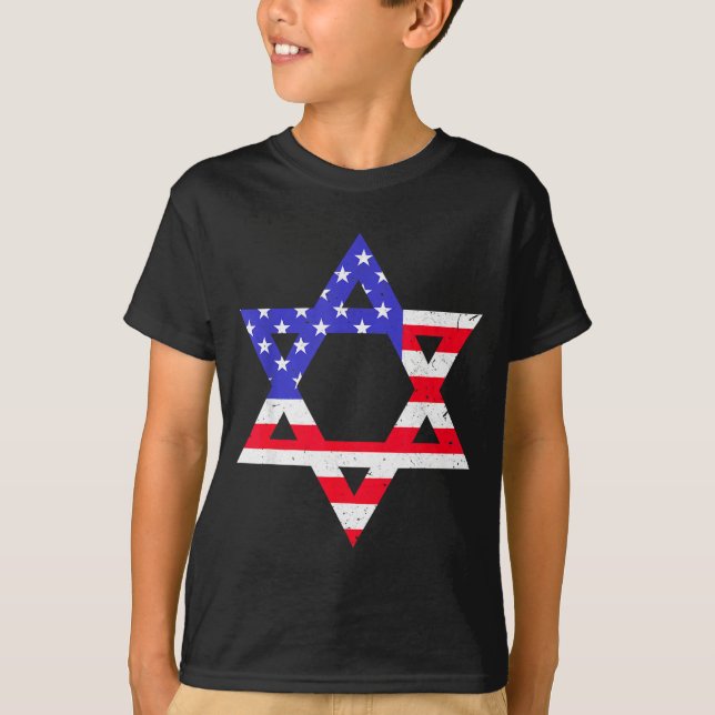 American Flag Star Of David Jewish Hanukkah T Shir T-Shirt (Vorderseite)