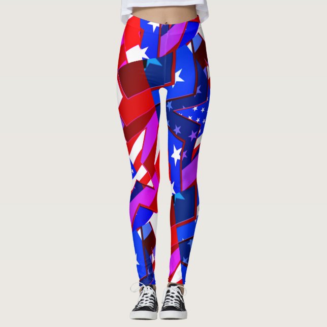 American Flag Stars Miami Abstrakt Art Leggings (Vorderseite)