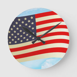 American Flag Stars Stripes Ehrenfreiheit Truppen Runde Wanduhr