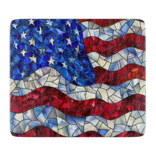 American Flag Stected Glass Cutting Board Schneidebrett (Vorderseite)