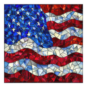 American Flag Stected Glass Foto Print