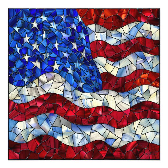 American Flag Stected Glass Foto Print (Vorne)