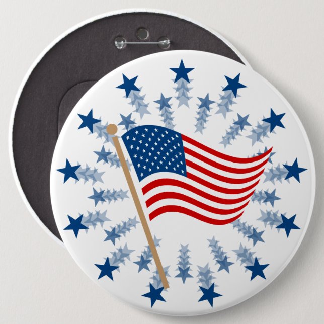 American Flag Sternexplosion Fireworks 4. Juli Button (Vorne & Hinten)