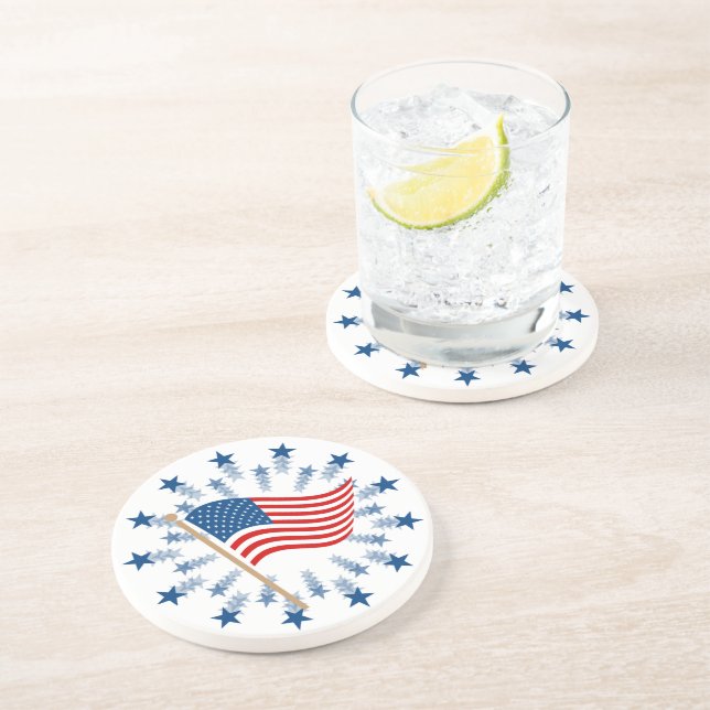 American Flag Sternexplosion Fireworks 4. Juli Getränkeuntersetzer (Seite)