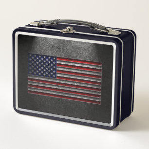 American Flag Stone Texture Metall Lunch Box