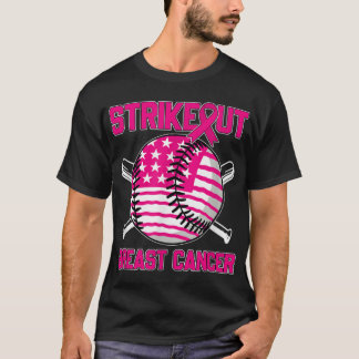 American Flag Strikeout Brustkrebs Baseball T-Shirt