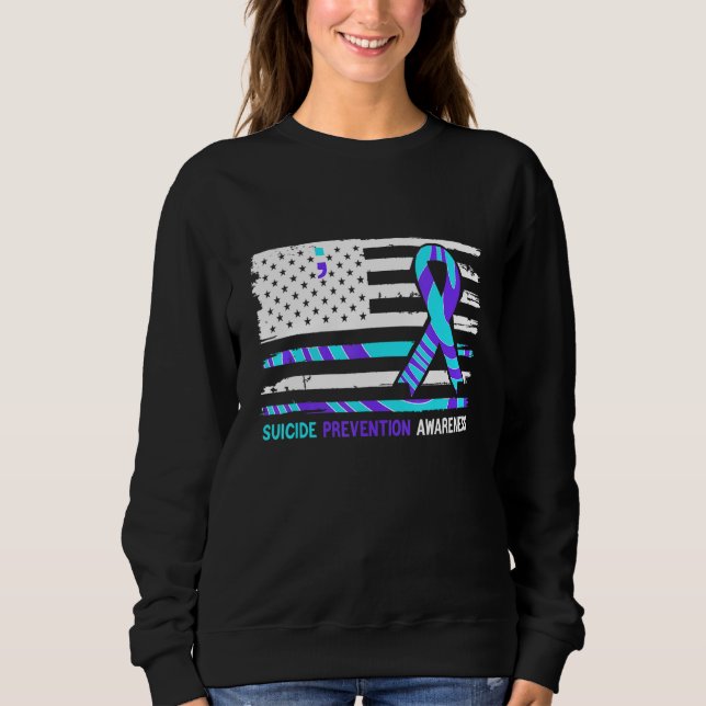 American Flag Suicide Awareness Suicide Prevention Sweatshirt (Vorderseite)